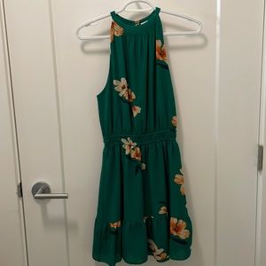 Aritzia Wilfred mini halter dress in emerald. Size XS. EUC.